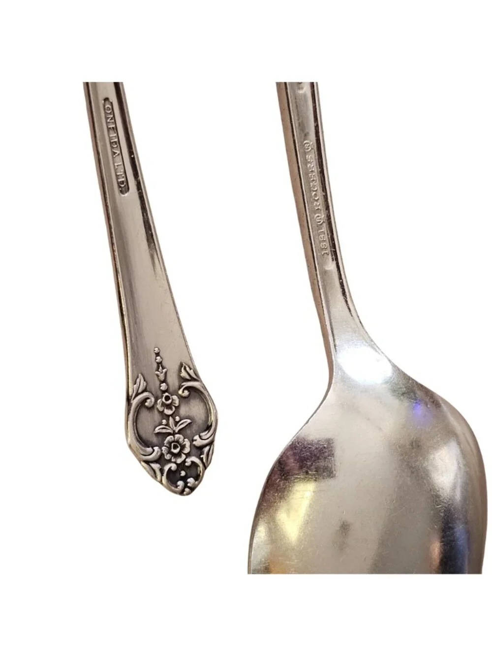 3 Rogers Plantation Silverplate Serving Spoons Oneida Silver Rose Floral vtg